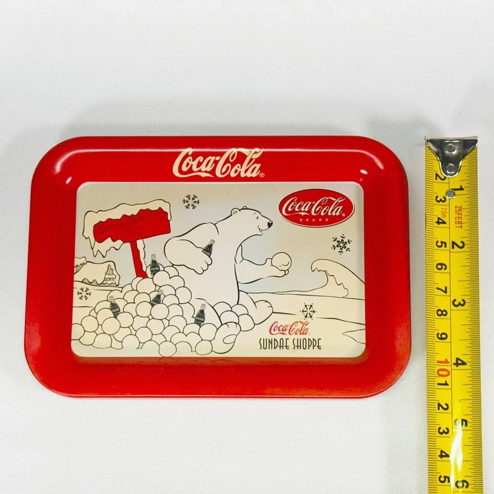 Coca-Cola Sundae Shoppe Polar Bear Metal Mini Serving Tray‎ Red White